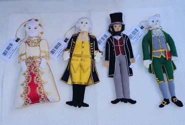 Vintage Presidential Ornaments made by hand using centuries-old method, New Condition! 4 Total.