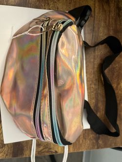 Fanny packs -Denim and other light pink shiny
