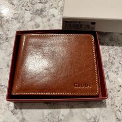 Giudi Brown Leather Bifold Wallet NEW