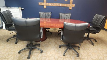 Conference Table w/ 6 leather chairs