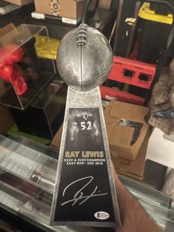Ray Lewis autographed Lombardi Replica