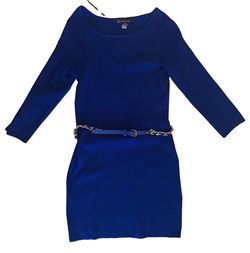 INC International Concepts Royal Blue Belted Sweater Dress - Size Small