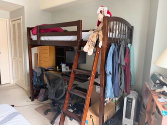 FREE Twin Loft Bed Frame with Ladder and Desk. Drawer included