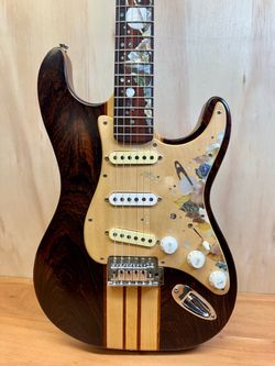 One of a Kind Custom Antonio Tsai Neck-Thru Stratocaster Electric Guitar Cosmos, Planets Inlay.