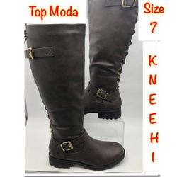Top Moda Women's Knee High Brown Boots 7