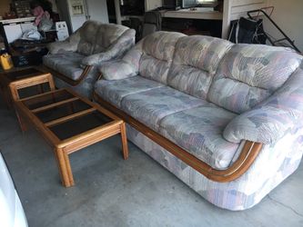 2 piece sofa and 2 tables