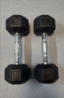 Weight Rubber Hex Dumbbells Pair Of 10s