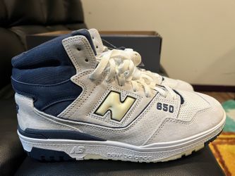 New Balance Lifestyle 650R Sea Salt White Navy Court Shoe BB650RVN Men Sz 10.5