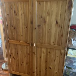 Solid Pine Wood Armoire / Storage Cabinet – 63” H x 44” W x 20” D