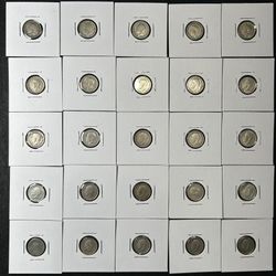 25  Great Britain 3 Pence Silver coins 