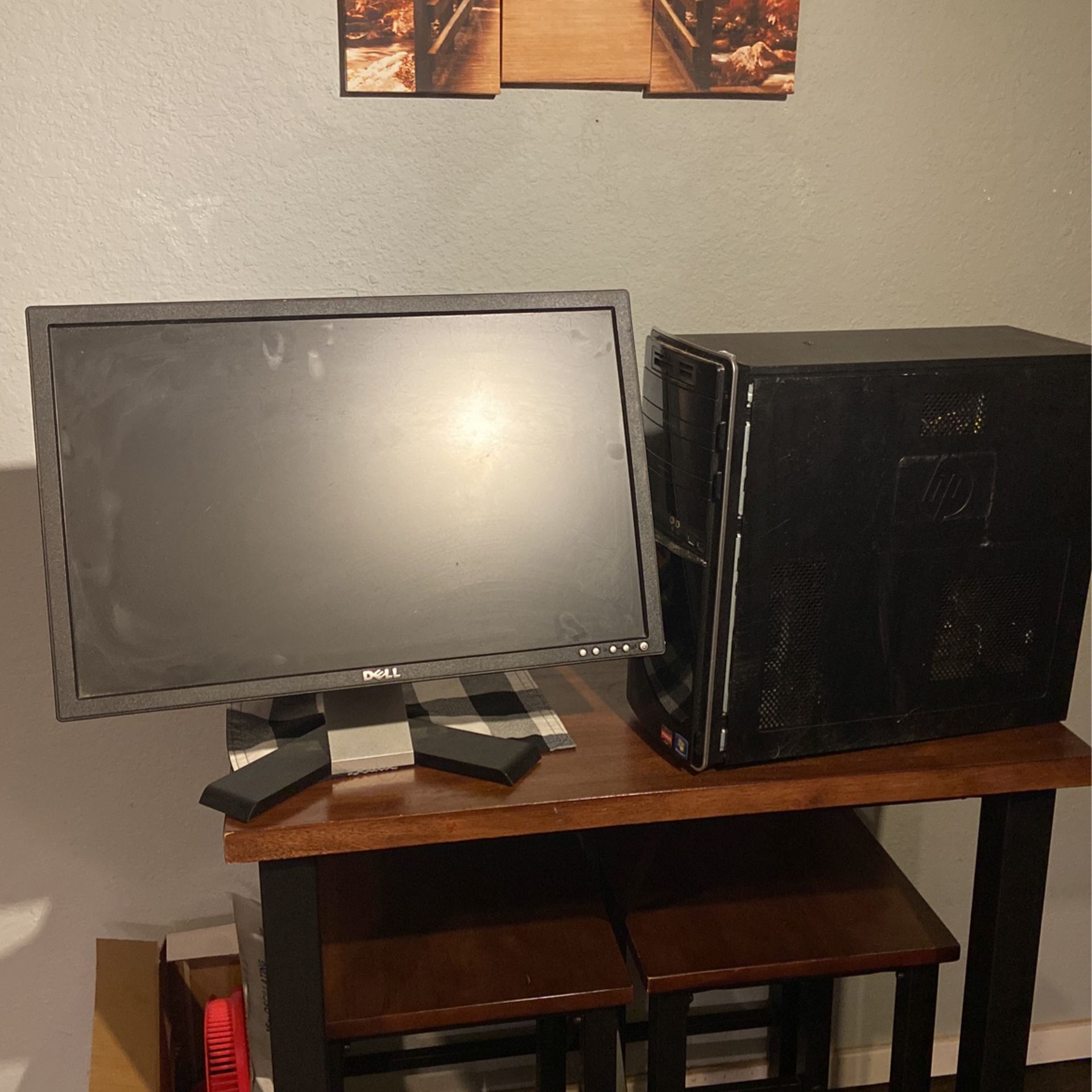 hp desktop with dell monitor and keyboard with mouse 
