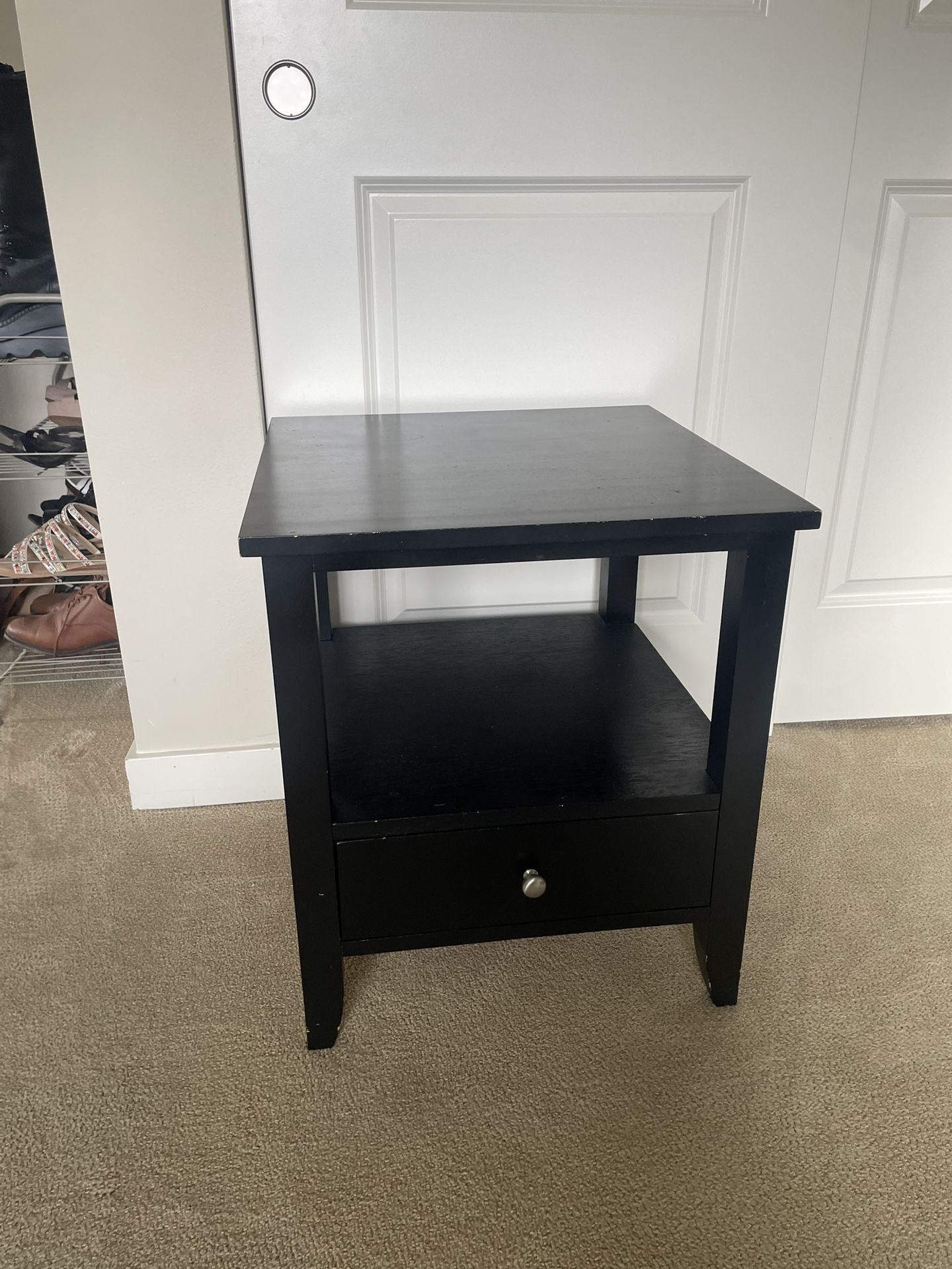 Single Black Wooden Night Stand
