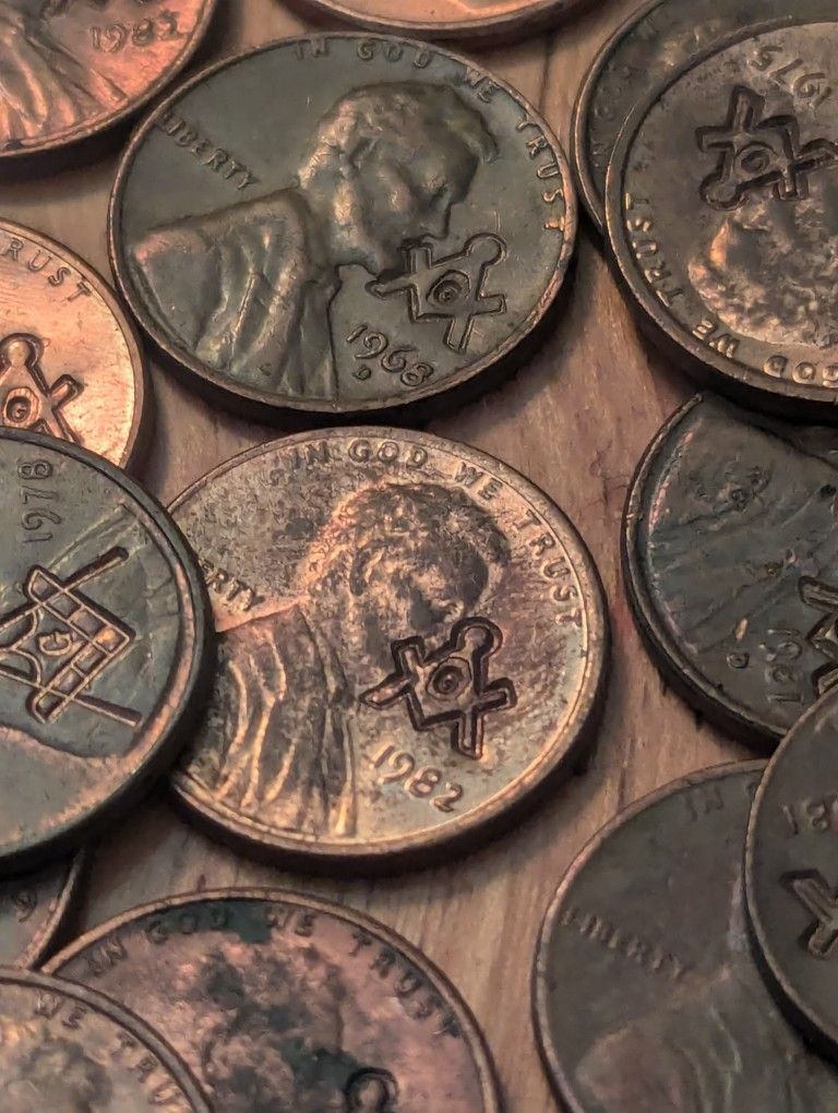 Rare Free Mason Stamped US Cent