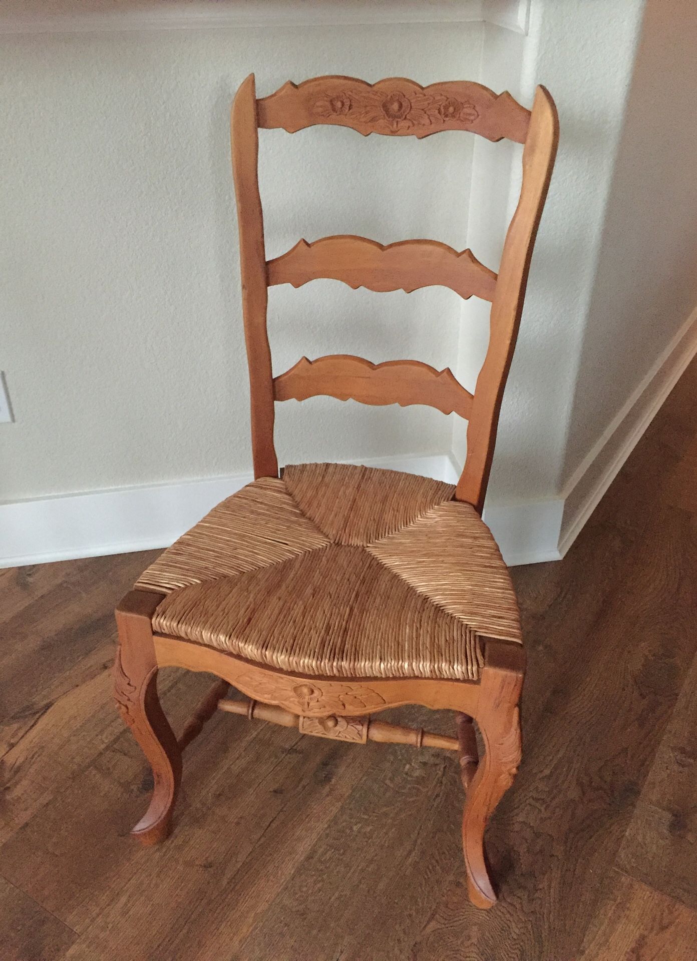 4 French Country Rush Seat Chairs