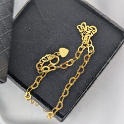 925 Sterling Silver Dainty Heart Shape Link Bracelet SIZE 7.25"