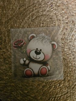 Cute Teddy Bear with Rose Sticker
