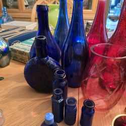 Blue glass antique items