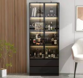 Storage cabinet with glass doors and LED lights [NEW]
