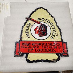 Indian Motorcycle Arrowhead Faux Vintage Steel Metal Sign 