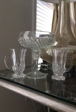 Reduced!!Di-cut crystal compote and matching mini mug pair