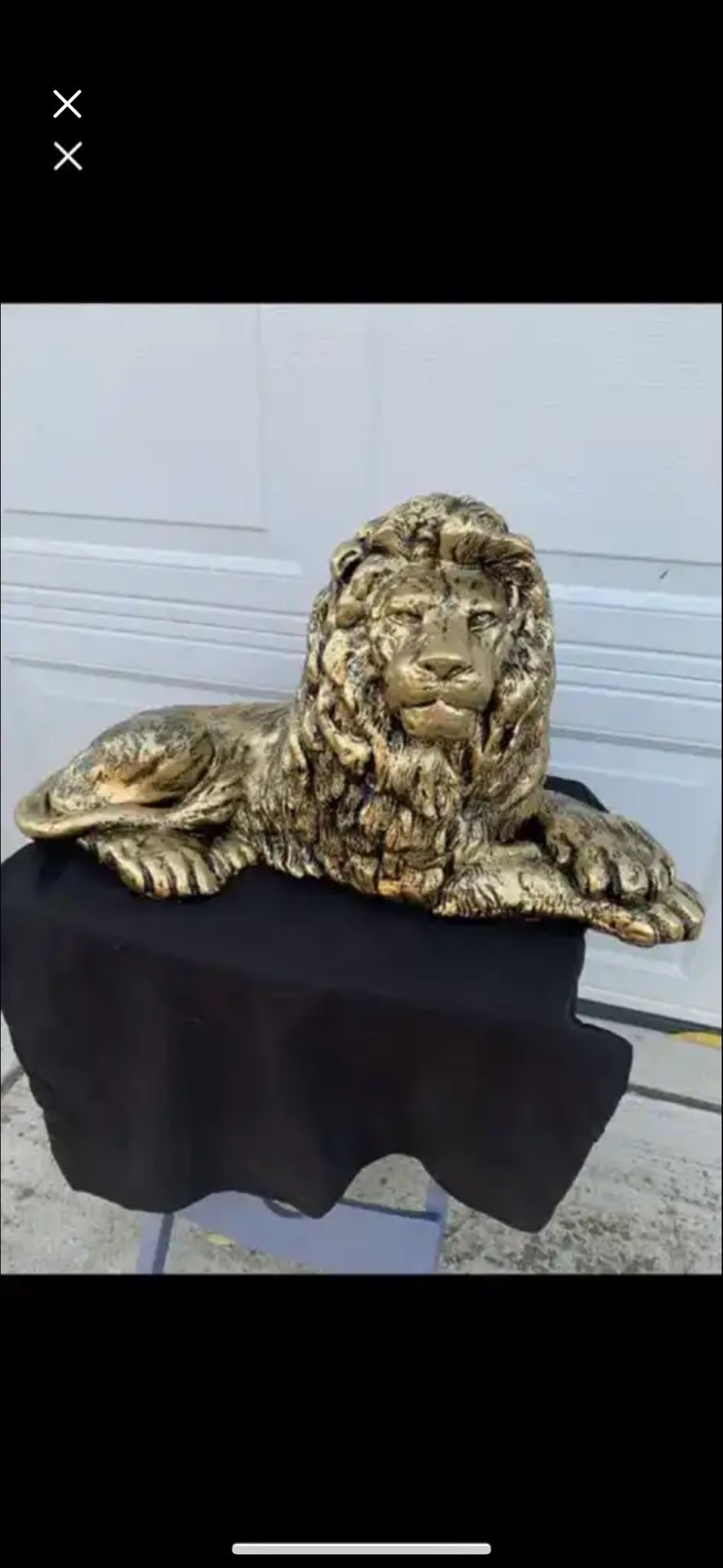 Golden Laying Lion Statue 