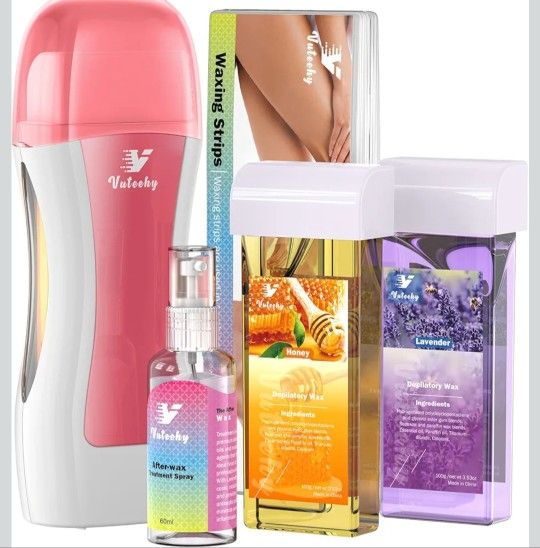Roll on Wax Kit, Roll on Waxing Kit for Hair Removal, Sensitive Skin Roll on Waxing Kit for Women, At Home Wax Kit for Larger Areas of the Body