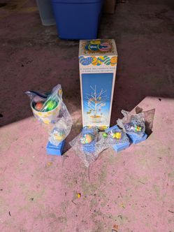 16" Easter Tree with 12 Wood Easter Ornaments