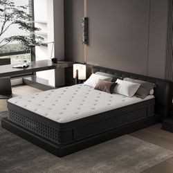 LUXNINGHTER Queen Size Mattress, 14 Inch Queen Mattress in a Box, Cooling Matress with Memory Foam & Individual Pocket Springs for Pressure Relief & S