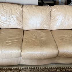 Beige Leather Sofa
