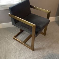 Art Deco Metal And Velvet Chair 