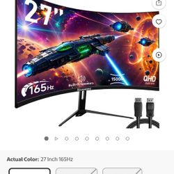 Xgaming 27-inch 165Hz/144Hz Curved Gaming Monitor, Ultra Wide 16:9 1440p PC Monitor for Laptop with 2*Speakers, 1ms AMD, QHD2K(2560 x 1440p) HDR Compu