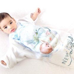 Cute Baby All in One Milestone Blanket for Boy Girl,Extra Wide Neck Wearable 0-3 yrs Personalized 2in1 Receiving Photography Blankets, Thick Fleece fo