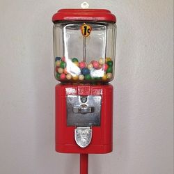 RARE Vintage 1950s-1960s Acorn Oak 1 Cent Gumball Machine on Stand with the Motto "Retarded Children Can Be Helped" Stamped on the Cap 