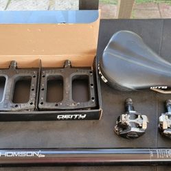 Bike Components Package Deal, Peddles, Sattle , Seat Post.