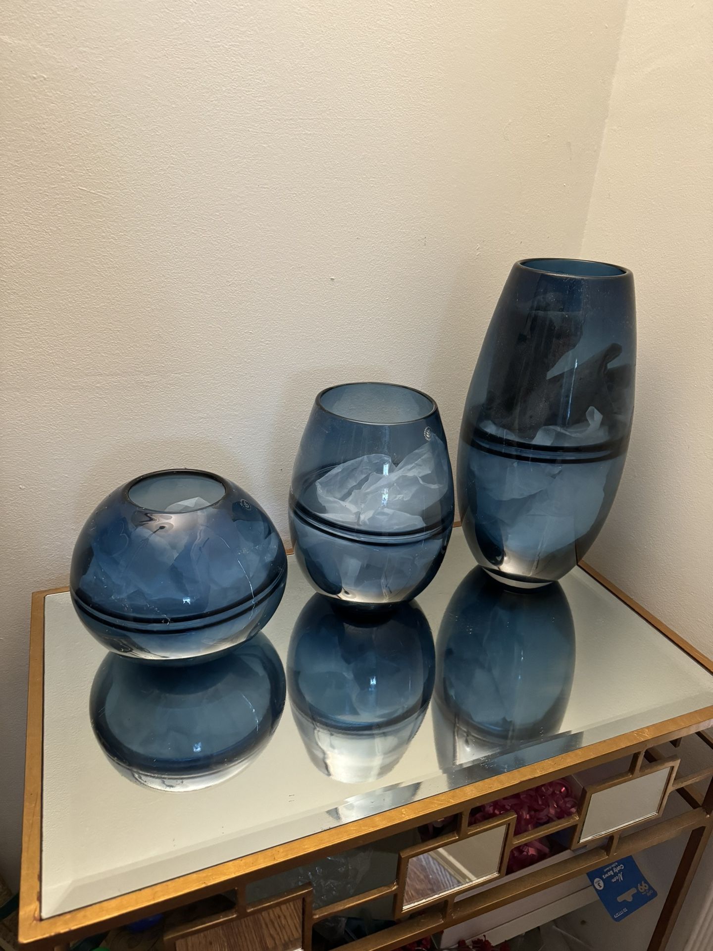 Torre And Tagus Designer Vases Saturn Patter In Blue Color