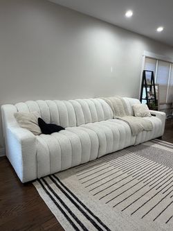 American Signature 3-Piece Power Reclining Sofa – White Bouclé – USB