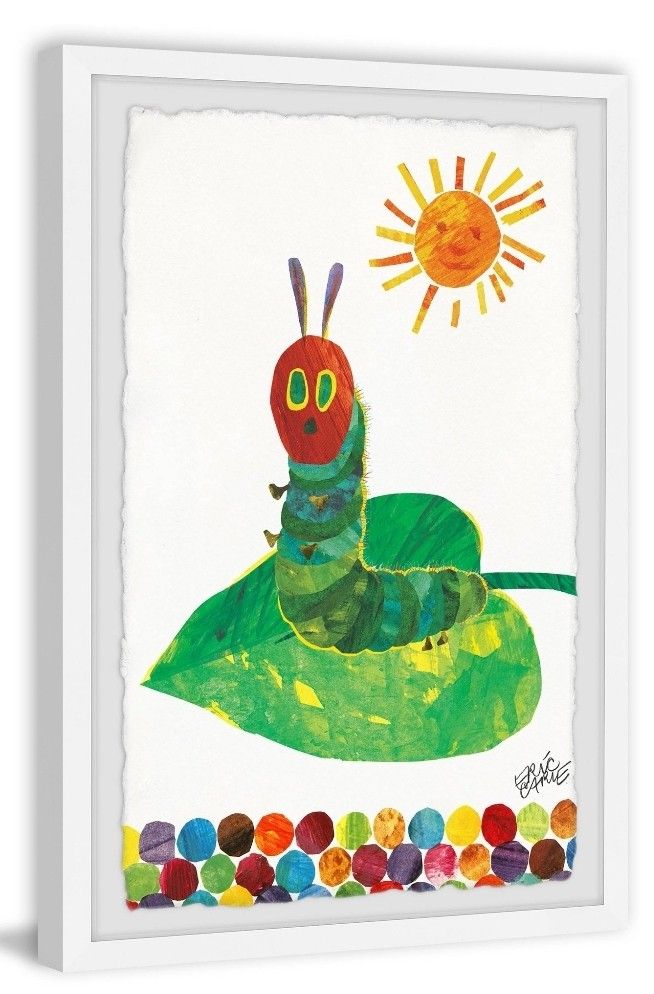 Sunning Caterpillar Framed Painting Print - Multi-Color, 16x24" By: MARMONT HILL