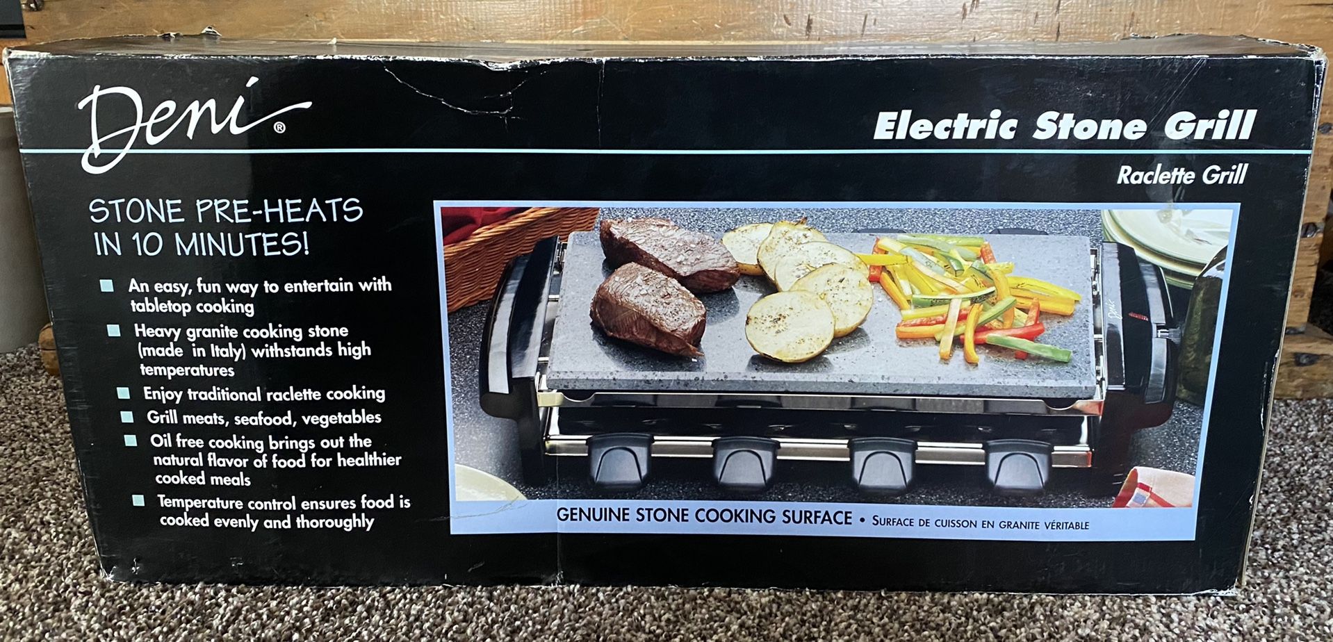 Deni Electric Stone Grill~Raclette Cooking~NIB