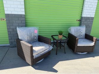 Patio Swivel chairs and side table  available delivery