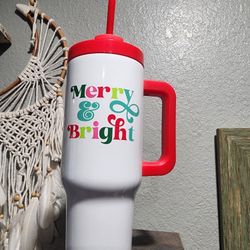 Merry & Bright Tumbler Cup NEW!
