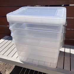 32 QT Plastic Storage Bins with Latching Lids Stackable Storage Containers for Organizing Large Clear 