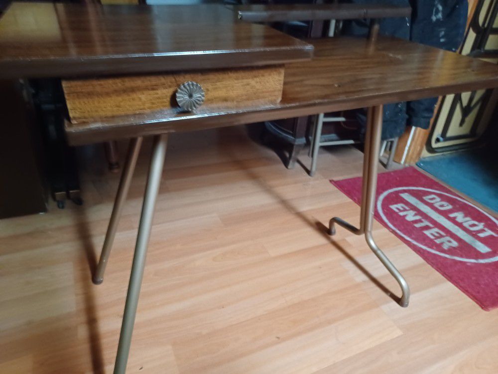Mid Century Modern Collapsible Desk With Drawer