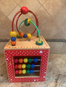 Wooden Activity Cube with Bead Maze Multi-Activity Toy