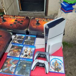 7 Fighting Games & 2024 PS5 Slim 1TB 2nd Gen. $600! If you want arcade is $260! Per 1. $750 all 3 plus $600!  All should be $1,350 i will take $1200 a