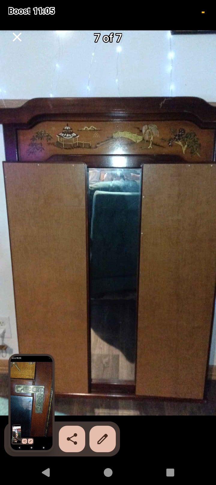 Antique Trifold Mirror 