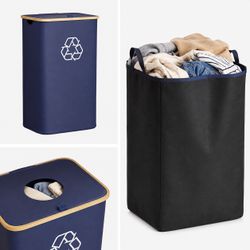 Laundry Hamper Basket Storage with 2 Reusable Inner Bags Size Length 17", Width 13", Height 29" New Condition 
