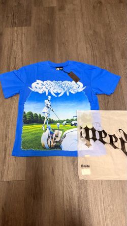 Blue Graphic T-Shirt with Robot Golfer Print