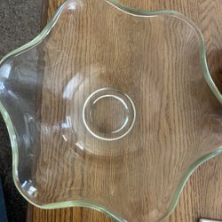 Vintage Clear Glass Bowl Ruffled Edge Flower Shape Bowl