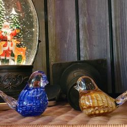 Blown Glass Bird Figurines (Pair)