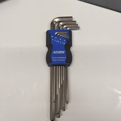 Atorn Chrom-Vanadium L-shaped Ball-end Hex Key set